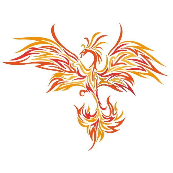 Ave Fénix Esquema Vuelo Diseño Para Tatuaje Pájaro Decoración Logotipo — Vector de stock