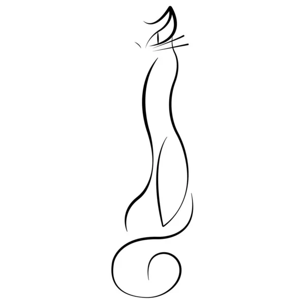 Silhuetten Egyptisk Katt Dragen Minimalistisk Stil Design För Inredning Dekoration — Stock vektor