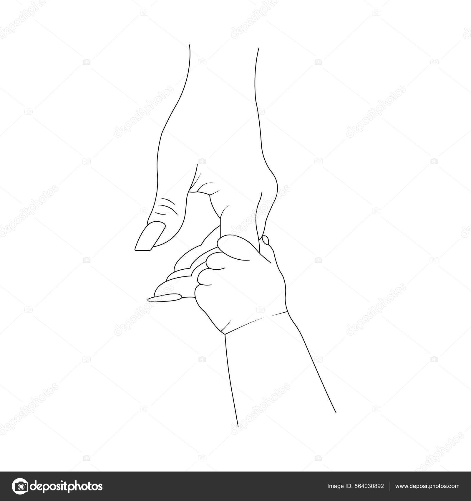 Silhouette Child'S Hand Gently Holds Mother'S Finger Family Love.
