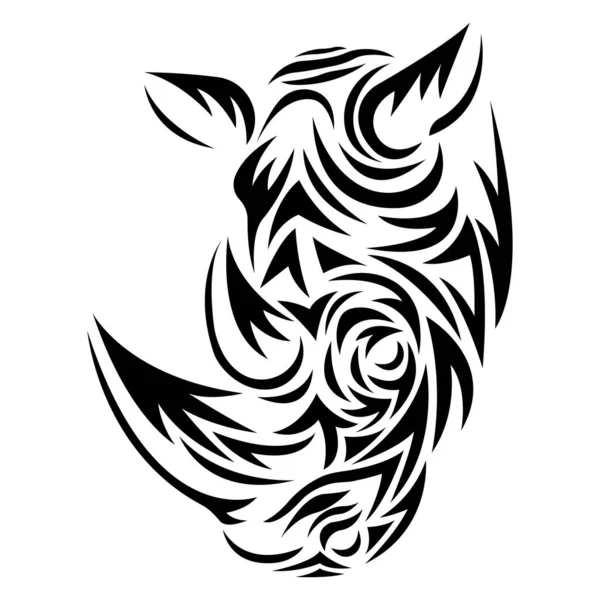 Морда Носорога Нарисована Различными Черными Линиями Дизайн Подходит Логотипа Иконки — стоковый вектор
