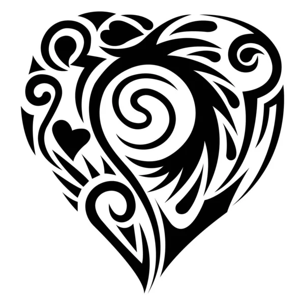 Heart Ornament Black Color White Background Design Suitable Tattoo Decoration — Stock Vector