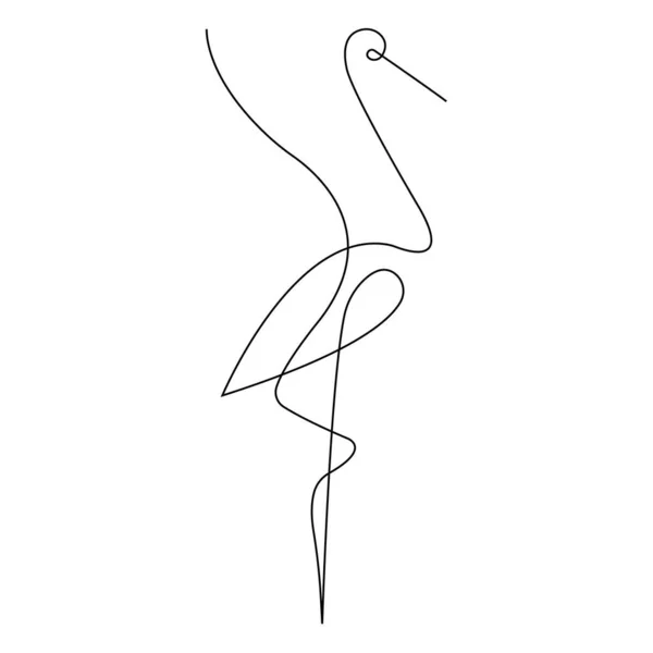 Flamingo Bird Drawn One Line Minimalism Style Design Tattoo Logo — ストックベクタ