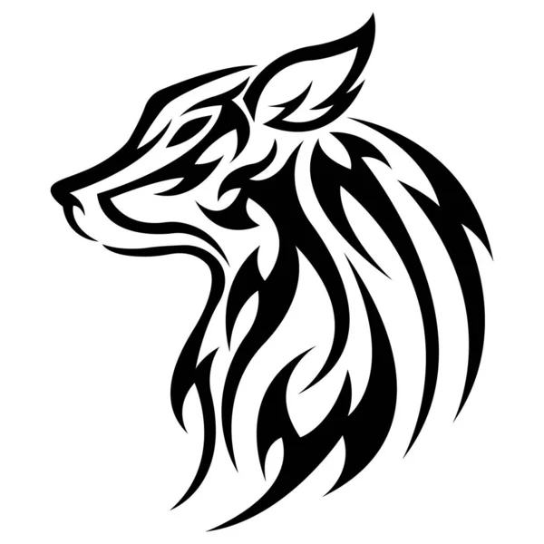 Black Wolf White Background Design Suitable Modern Tattoos Decor Logos — стоковый вектор