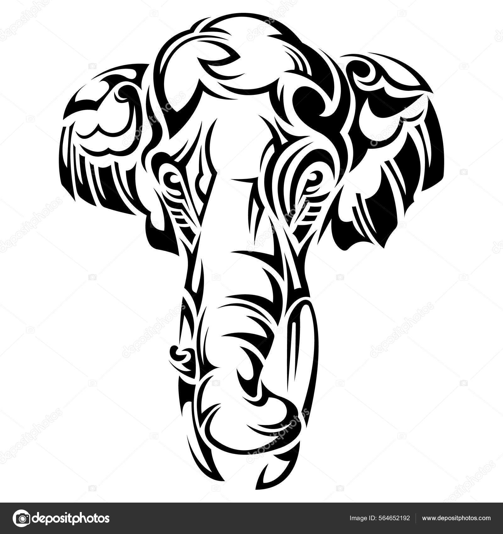 Painted Elephant Tattoo