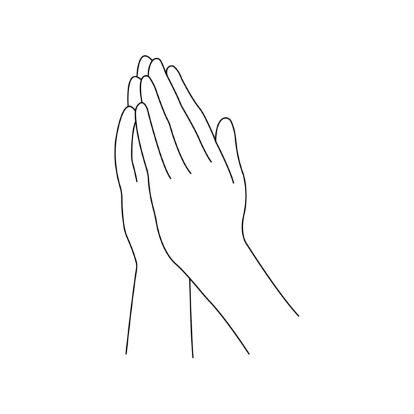 Χειρονομία Των Χεριών Διπλωμένη Στην Προσευχή Στυλ Μινιμαλισμού Την Έννοια — Διανυσματικό Αρχείο