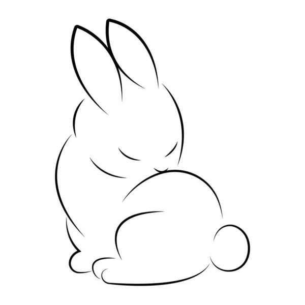 Silhouette Cute Rabbit Closed Eyes Flat Style Design Suitable Modern — Stok Vektör