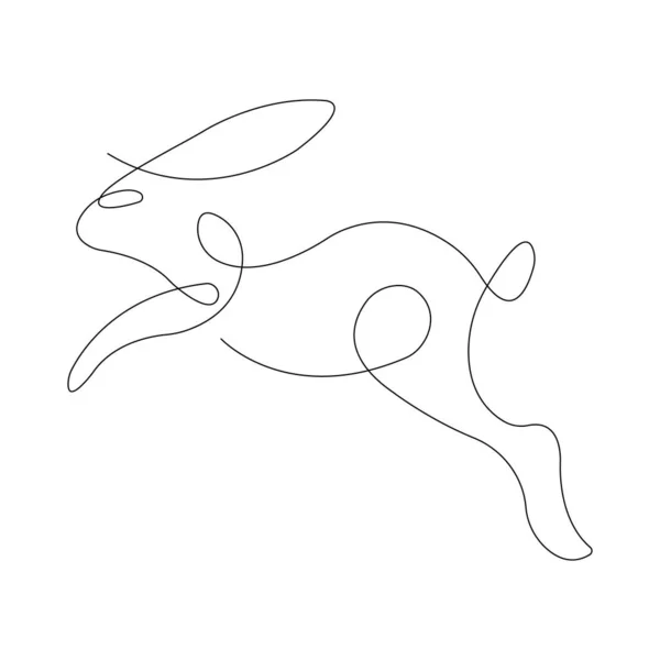 Jumping Hare Drawn One Solid Line Minimalistic Style Design Suitable — Archivo Imágenes Vectoriales
