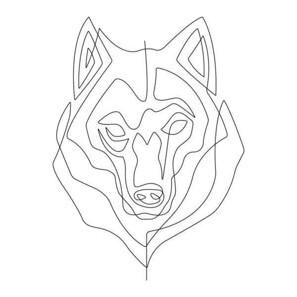 Wolf Drawn One Solid Line Minimalist Style Design Suitable Modern Vectores de stock libres de derechos