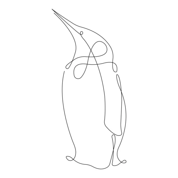 Penguin Silhouette Drawn One Line Minimalist Style Design Suitable Modern — Wektor stockowy