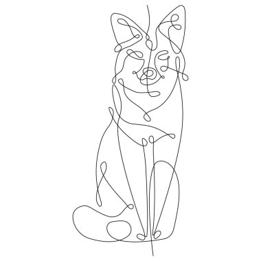 Kurt tilkinin silueti minimalist bir şekilde tek sıra halinde. Tasarım modern dövmeler, dekor, logo, ikon, sembol, tişört ve giysilerde baskı için uygundur. İzole vektör illüstrasyonu