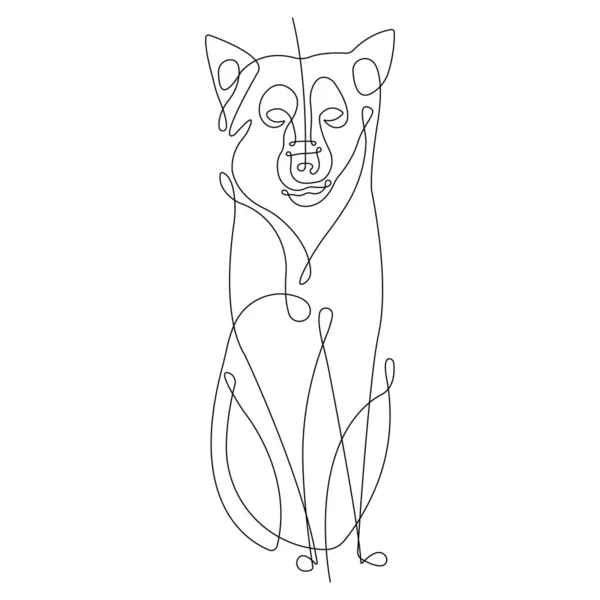 Wolf Dog Silhouette One Line Minimalist Style Design Suitable Modern — Stockvektor