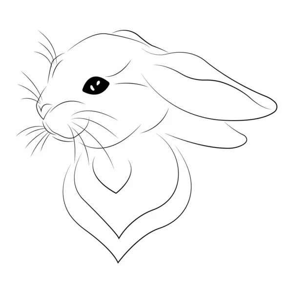 Head Hare Bent Ears Style Minimalism Design Suitable Decor Postcards — Διανυσματικό Αρχείο