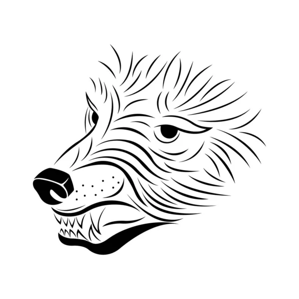 Muzzle Angry Wolf Flat Style Design Logo Tattoo Mascot Strength — Stock Vector