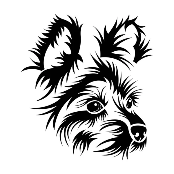 Yorkshire Terrier Ράτσα Σκύλου Στα Μαύρα Σχεδιασμός Κατάλληλο Για Τατουάζ Εικονογράφηση Αρχείου
