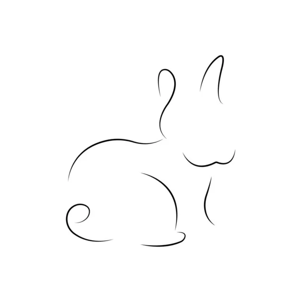 Contour Lapin Minimaliste Noir Design Est Adapté Pour Décoration Cartes — Image vectorielle