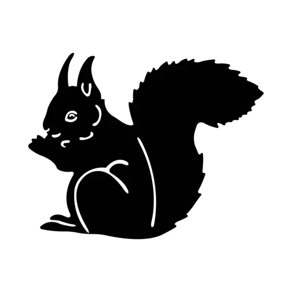 Silhouette Squirrel Black Drawn Flat Style Design Suitable Animal Logos — Vetor de Stock