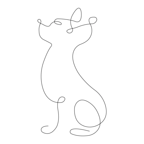 Silhouette Chihuahua Dog Drawn Continuous Line Minimalist Style Design Suitable — Vector de stock