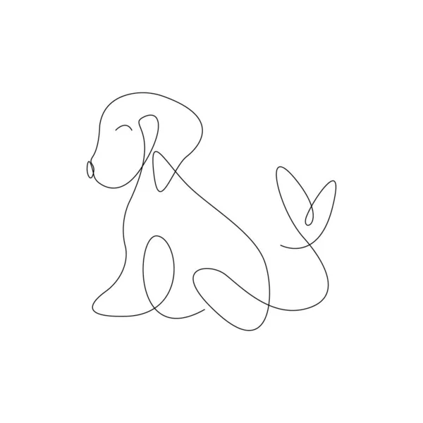 Silhouette Dog Heart Tip Its Tail Drawn One Continuous Line — Vetor de Stock