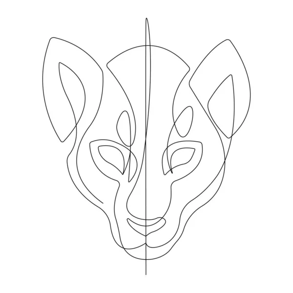 Lioness Head Drawn One Line Minimalist Style Design Suitable Tattoo — Vettoriale Stock