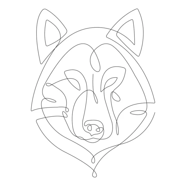 Wolf Fox Drawn One Continuous Line Minimalist Style Design Suitable Ilustraciones de stock libres de derechos