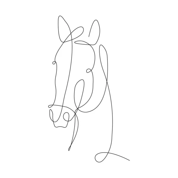 Silhouette Horse Head Drawn One Continuous Line Design Suitable Horse — Vetor de Stock