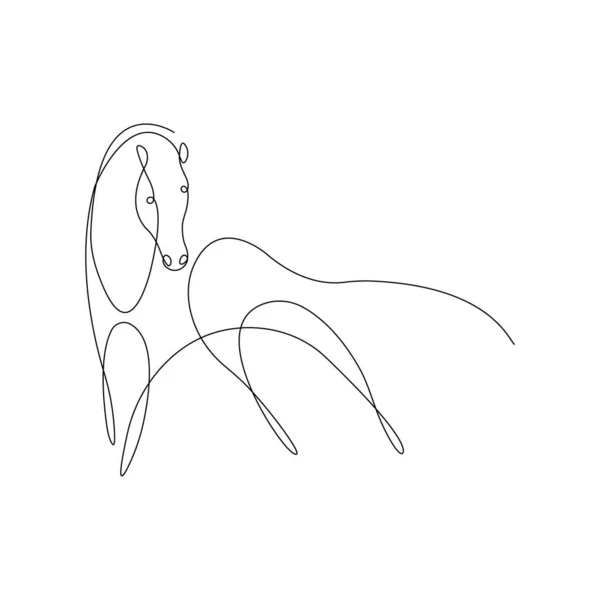 Silhouette Running Horse Drawn Continuous Line Design Suitable Emblem Equestrian — Stockvector
