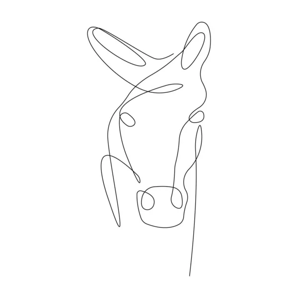 Horse Head Drawn One Continuous Line Minimalist Style Design Suitable — Vetor de Stock