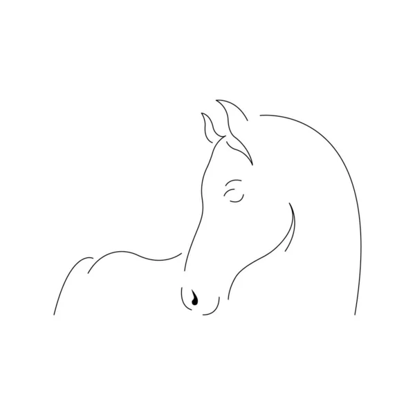 以极简主义风格画的马的轮廓 设计适用于纹身 吉祥物 T恤或服装印花 可编辑的矢量说明 — 图库矢量图片