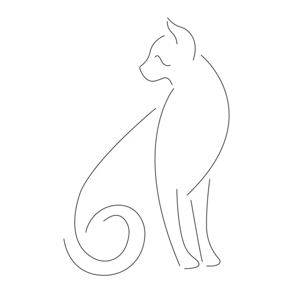 ミニマルなスタイルで描かれた猫のお座り デザインは キーチェーン マスコット バッジ お土産 タトゥー 服に印刷するのに適しています 分離ベクトル図 — ストックベクタ
