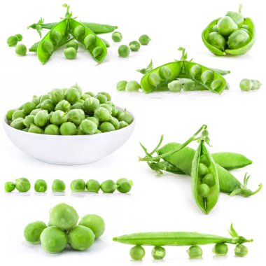 Collection Fresh green pea pod and peas clipart