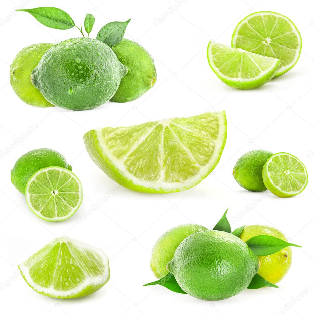 Collection Fresh lime and slice