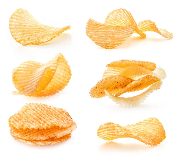 Golfde potato chips — Stockfoto