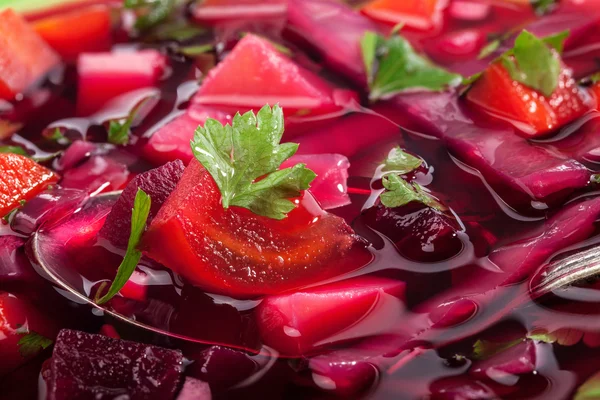 Suikerbieten soep - borsch, close-up — Stockfoto