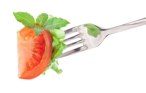 Tomaat slice op vork — Stockfoto
