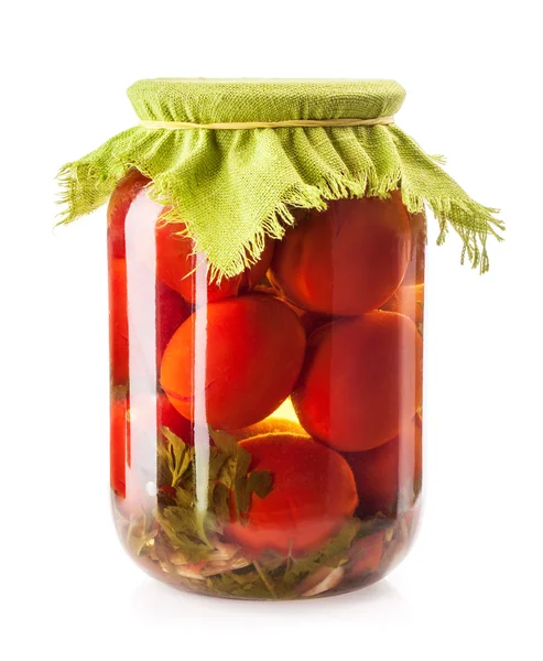 Pomodori in scatola in vaso di vetro — Foto Stock