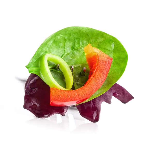 Vegetable salad on fork — Stock Photo, Image