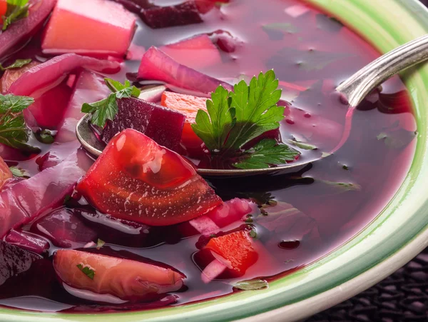 Sopa de beterraba - borsch, close-up — Fotografia de Stock