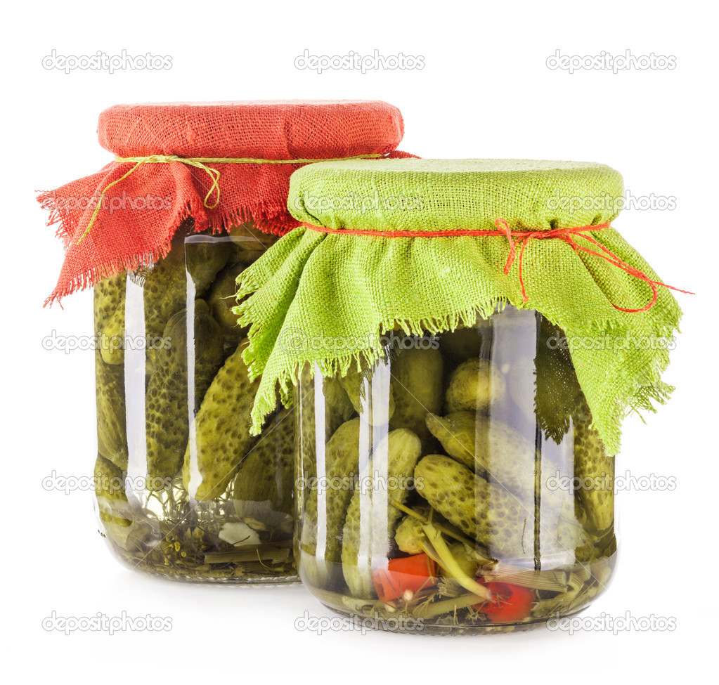 Pickles cucumbers in glass
