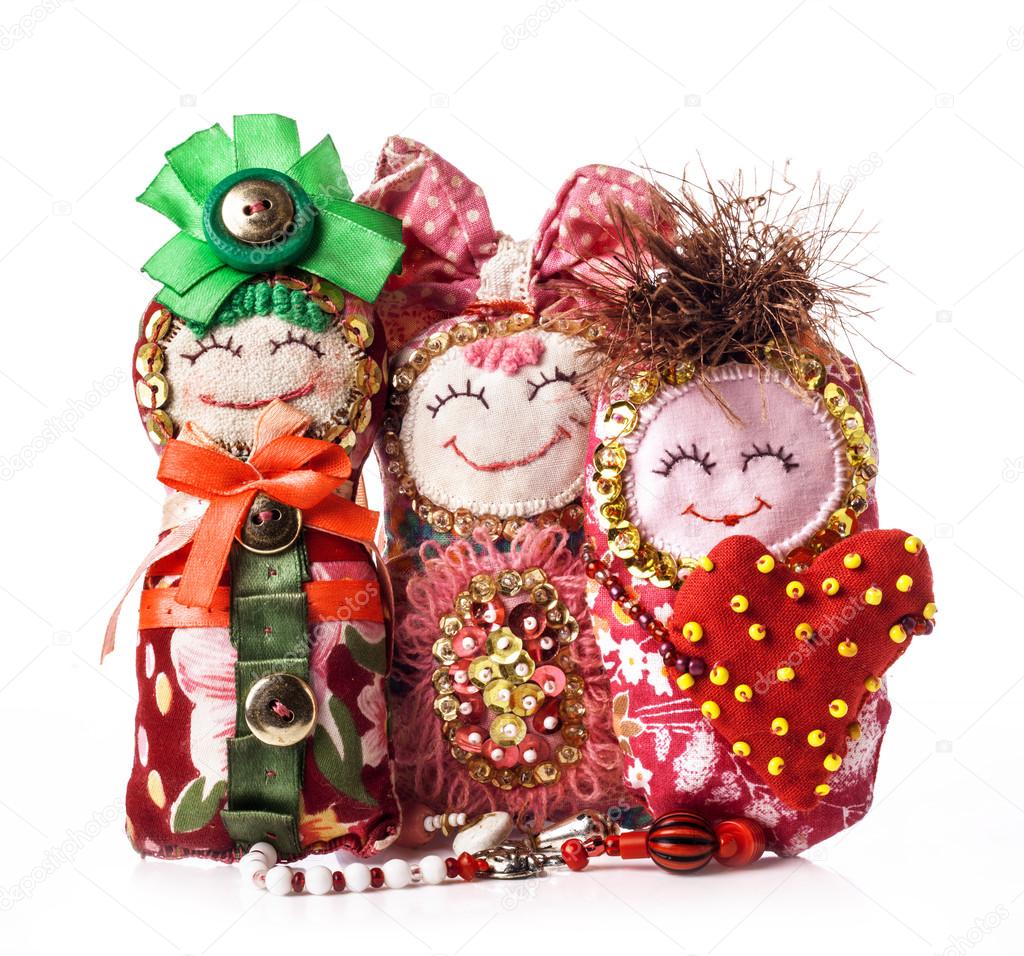Three Handmade rag doll