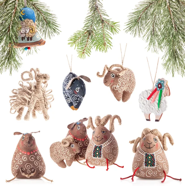 Kolekcja świątecznych dekoracji - owiec — Zdjęcie stockowe