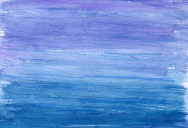 Beyaz kağıt üzerinde soyut mavi suluboya