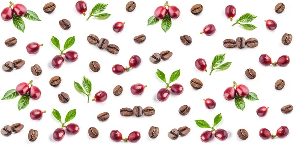 コーヒー豆は白い背景で隔離のシームレスなパターン — ストック写真
