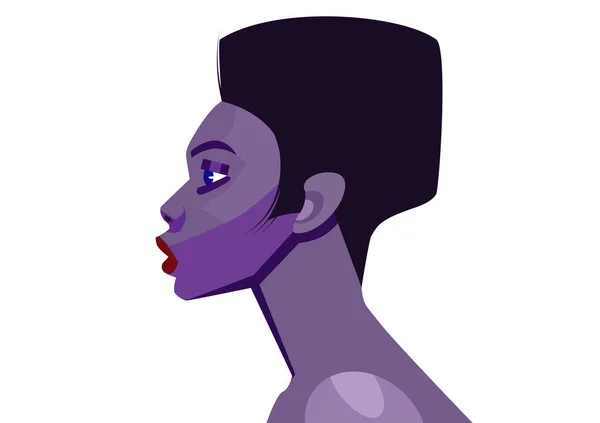 Vector Illustration Women Head Portrait Left Side View Purple Tones — Stock Vector