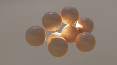 4K çözünürlüklü sarı parlak toplar yayında gelişigüzel 3D görüntüleme