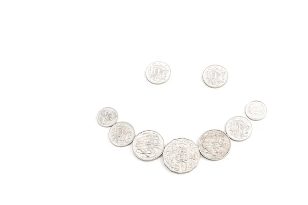 Coins on white — Stock Photo, Image