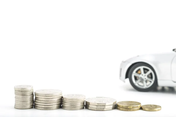 Coins with car — Stock Photo, Image