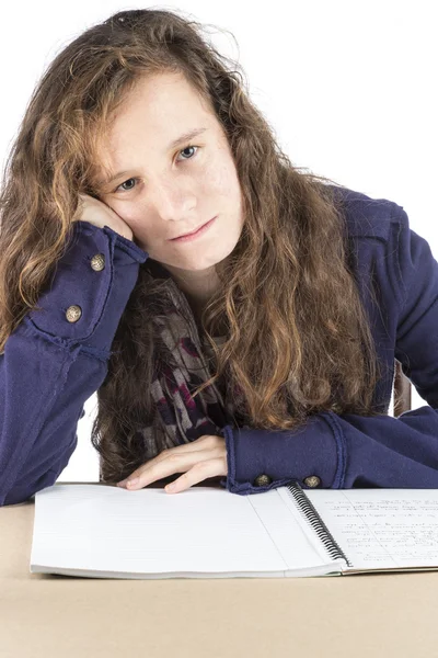 Teen doing her homework — Stock Photo, Image