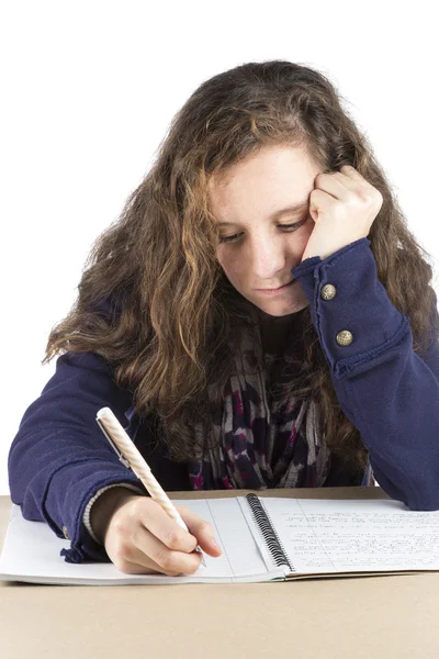 Teen doing her homework — Stock Photo, Image