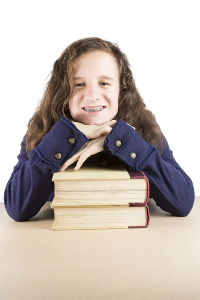 Teen and her books — Stock Photo, Image