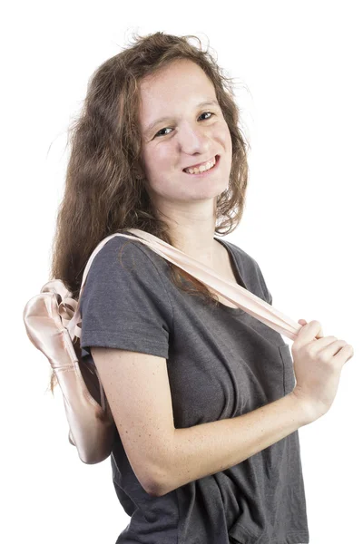 Teen with ballet shoes — Stock Photo, Image